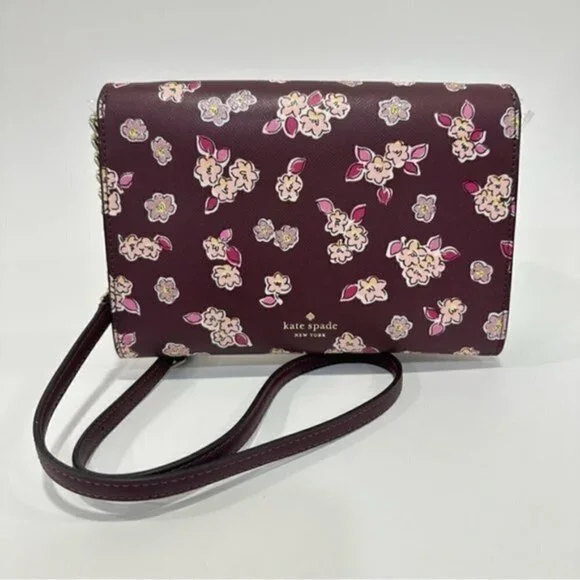 Kate Spade Tinsel Flap CrossbodyClutch Bag with Floral Print